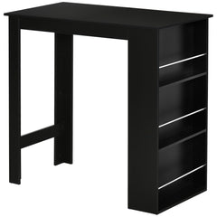 Modern Bar Table Counter Height Dining Table with 3 Storage Shelves for Kitchen, Dining Room, Living Room, Black