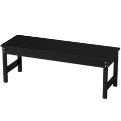47" Outdoor Bench Seat, HDPE All-Weather Garden Bench, Backless Slatted Patio Bench for Yard, Porch, Park, Black