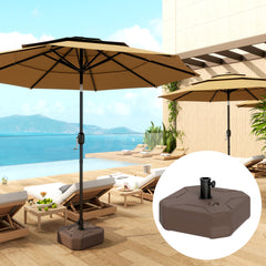 Square Patio Umbrella Base Holder, Heavy Duty Outdoor Umbrella Stand Base, Filled Up to 55lbs with Sand or 44lbs with Water for Garden, Poolside, Brown