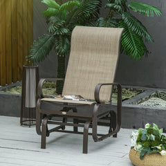 Gliding Lounger Chair, Single Rocker with Lightweight Metal & Mesh Construction, Tan