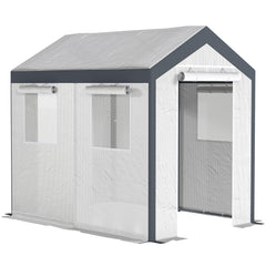 8' L x 6' W x 7' H Outdoor Walk-In Tunnel Greenhouse with Roll-up Windows, 2 Zippered Doors, & Weather Cover