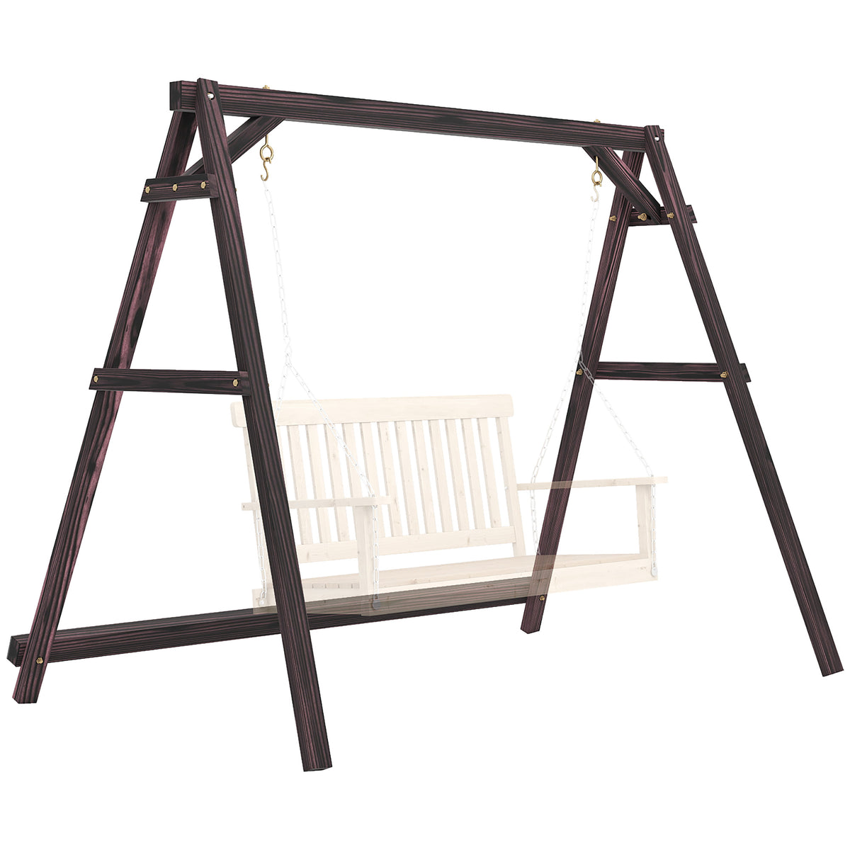 Porch Swing Frame, Heavy Duty A-Frame Hanging Chair Stand Only with Reinforced Bars for Porch, Garden, Backyard