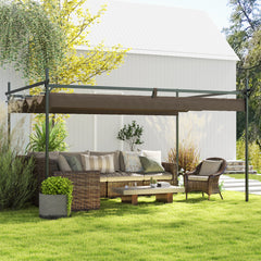 10' x 13' Metal Retractable Pergola Canopy, Outdoor Pergola for Garden, Patio, Backyard, Deck, Brown