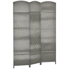 Folding Room Divider Screen 3 Panel 6' Tall Privacy Screen Freestanding Wood Partition for Home Office, Mixed Gray