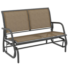 2-Person Outdoor Glider Bench, Patio Double Swing Rocking Chair Loveseat with Steel Frame, Light Mixed Brown
