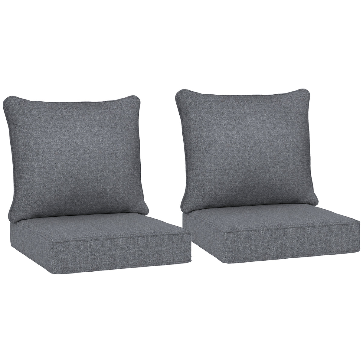 Patio Chair Cushions Set of 2 with Seat & Backrest, Fade Resistant Seat Replacement Cushion Set, Gray