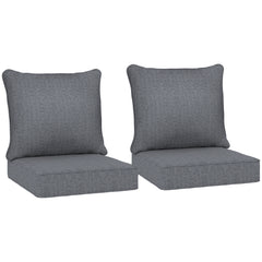 Patio Chair Cushions Set of 2 with Seat & Backrest, Fade Resistant Seat Replacement Cushion Set, Gray