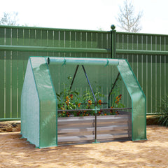 4 x 3ft Raised Garden Bed with Mini Greenhouse, Galvanized Raised Garden Bed with Cover, Green and Dark Gray