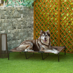 XL Elevated Dog Bed, Outdoor Raised Dog Bed, Portable Pet Cot w/Carry Bag Metal Frame Breathable Mesh Indoor and Outdoor Tan