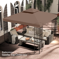 Gazebo Replacement Canopy for Model 01 -0153, 2-Tier Top Cover for 9.8' x 9.8' Gazebo, Coffee (TOP ONLY)