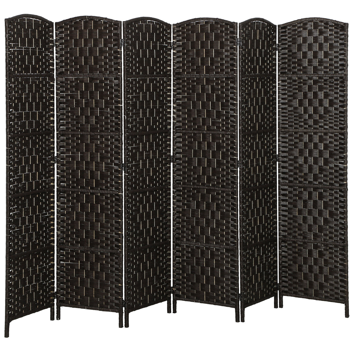 Room Divider, 6 Panel Folding Privacy Screen, 6FT Tall Portable Weave Partition Wall Divider for Bedroom, Coffee