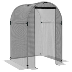 Galvanized Steel Crop Cage, Plant Protection Tent with Zippered Door, 4' x 4', Black