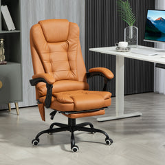 7-Point Vibrating Massage Office Chair High Back Massaging Office Desk Chair with Lumbar Support, Footrest, Light Brown