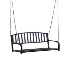 2-Person Metal Outdoor Porch Swing, Hanging Outdoor Swing Chair, 528lb Weight Capacity, Black