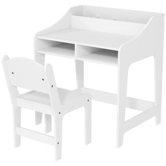 Kids Desk and Chair Set with Storage and Shelves, for Bedroom & Study Room, Gift for 3-8 Years Old, White