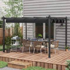 10' x 13' Retractable Pergola Canopy, Aluminum Pergola Sun Shade Shelter for Garden, Patio, Backyard, Deck, Gray