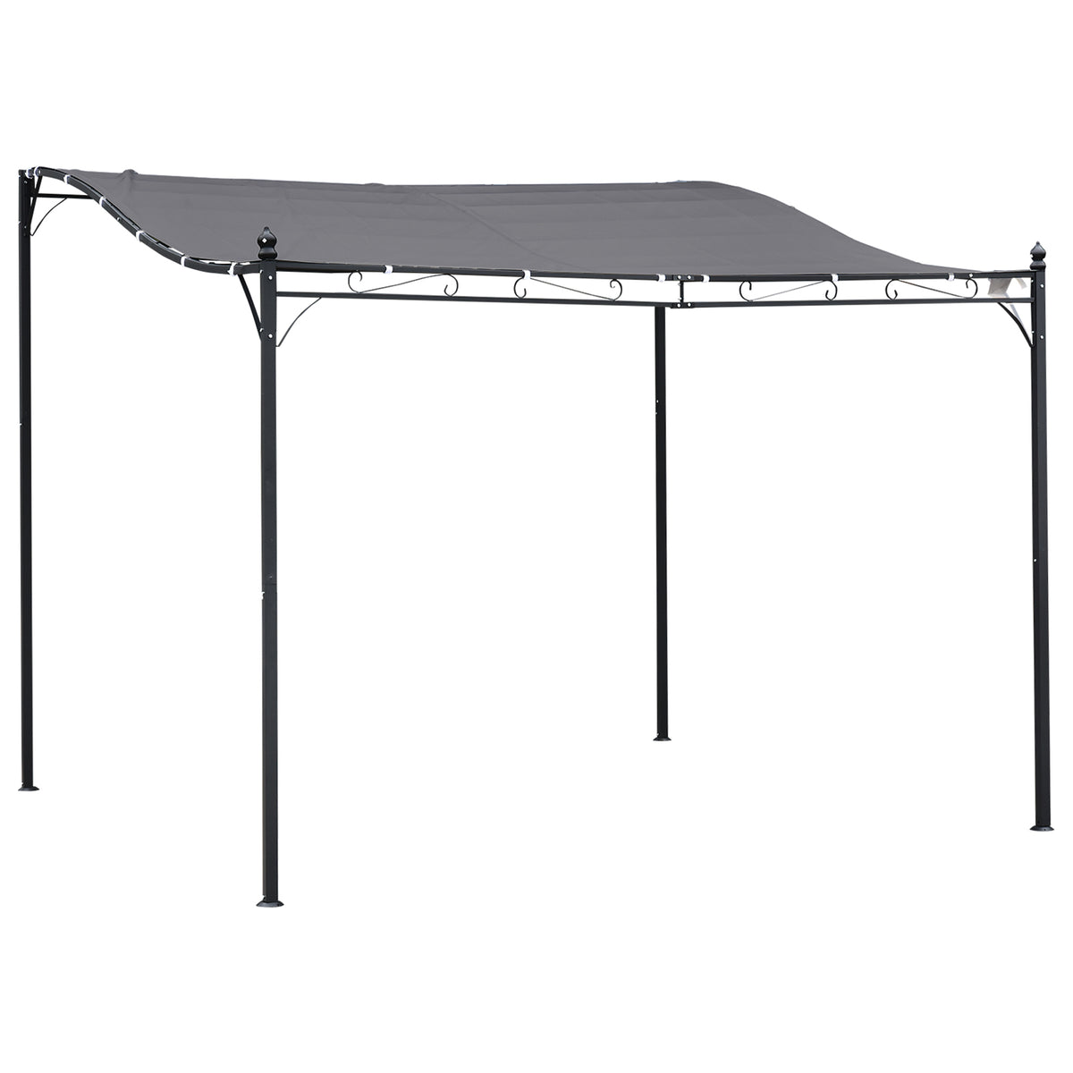10' x 13' Outdoor Pergola Gazebo, Steel Patio Canopy with Weather-Resistant Fabric and Drainage Holes, Gray