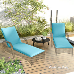Foldable Chaise Lounge Cushion Set of 2, Outdoor Lounge Chair Cushion Set, UPF50+ 200gsm Fabric, 48" x 23", Light Blue
