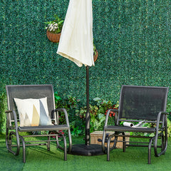 Porch Glider Set of 2, Metal Frame Swing Glider Chair with Breathable Mesh Fabric, Curved Armrests and Steel Frame for Garden, Poolside, Backyard, Balcony, Black