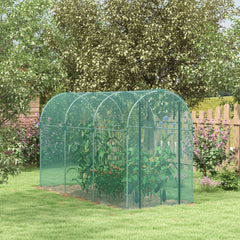 Galvanized Steel Crop Cage, Plant Protection Tent with Zippered Door, 4' x 12', Green
