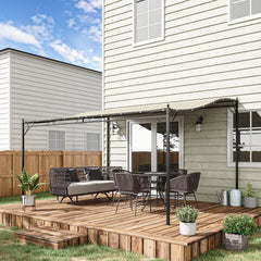10' x 13' Outdoor Pergola Gazebo, Steel Patio Canopy with Weather-Resistant Fabric and Drainage Holes, Cream White