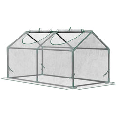 4' x 2' x 2' Portable Mini Greenhouse, Small Green House with PVC Cover, Roll-up Zippered Windows for Indoor, Outdoor Garden, Clear