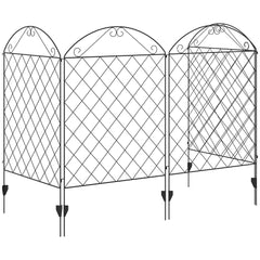 Garden Fence, 4 Pack Steel Fence Panels, 11.5' L x 43" H, Rust-Resistant Decorative Border Flower Edging for Yard, Landscape, Patio, Outdoor Decor, Curved Vines