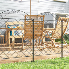 Garden Fence, 4 Pack Steel Fence Panels, 11.5' L x 43" H, Rust-Resistant Decorative Border Flower Edging for Yard, Landscape, Patio, Outdoor Decor, Curved Vines
