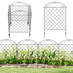 Garden Fence, 4 Pack Steel Fence Panels, 11.5' L x 43" H, Rust-Resistant Decorative Border Flower Edging for Yard, Landscape, Patio, Outdoor Decor, Curved Vines
