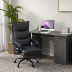 Executive Massage Office Chair with 6 Vibration Points, Microfiber Computer Desk Chair, Heated Reclining Chair with Footrest, Armrest, Double Padding, Charcoal Gray