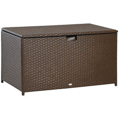 113 Gallon Outdoor Storage Box, Rattan Deck Box for Indoor, Patio Furniture Cushions, Pool Garden Tools, Brown