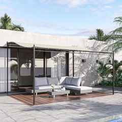 10' x 13' Outdoor Pergola Gazebo, Steel Patio Canopy with Weather-Resistant Fabric and Drainage Holes, Cream White