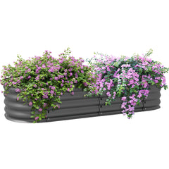 4.9' x 2' x 1' Galvanized Raised Garden Bed Kit, Metal Planter Box with Safety Edging, Dark Gray