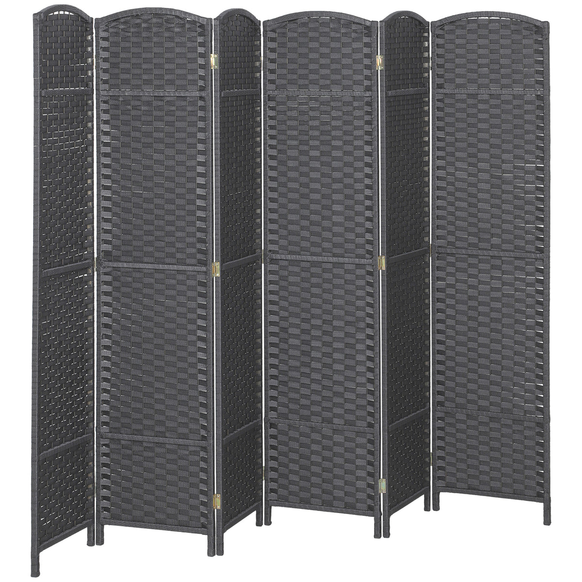 Folding Room Divider Screen 6 Panel 5.6' Tall Privacy Screen Freestanding Room Partition for Home Office, Charcoal Gray
