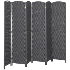 Folding Room Divider Screen 6 Panel 5.6' Tall Privacy Screen Freestanding Room Partition for Home Office, Charcoal Gray