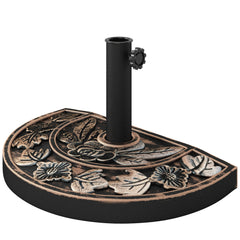 20lbs Half Round Patio Umbrella Base Outdoor Decorative Resin Parasol Stand Holder for Φ1.5", Φ1.9" Pole, for Lawn, Deck, Backyard, Garden, Bronze
