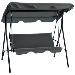 3-Seat Outdoor Patio Swing Chair w/ Cushion, Steel Frame Stand, Adjustable Tilt Canopy for Patio, Garden, Gray