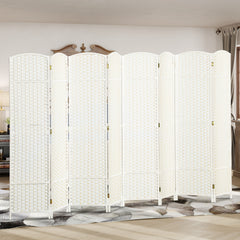 Folding Room Divider Screen 8 Panel 5.6 ' Tall Privacy Screen Freestanding Room Partition for Home Office, White