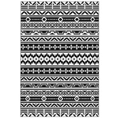 Reversible Outdoor Rug, Waterproof Plastic Straw with Carry Bag, 6' x 9', Black & White Geometric Wall