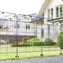 Garden Fence, 4 Pack Steel Fence Panels, 11.5' L x 43" H, Rust-Resistant Decorative Border Flower Edging for Yard, Landscape, Patio, Outdoor Decor, Square Vines