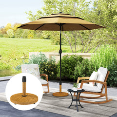 Patio Umbrella Base Holder, Outdoor Umbrella Base with Adjustable Pads, Heavy Duty Patio Umbrella Stand Base for Garden, Poolside, Nature Wood