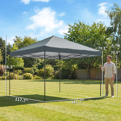 10 x 10 ft Pop Up Canopy Tent with One Push Setup, Outdoor Portable Instant Canopy Shelter w/ Roller Bag, Dark Gray