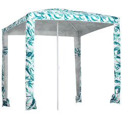 Quick Beach Cabana Canopy Umbrella, 6.5' Easy-Assembly Sun-Shade Shelter with Sandbags and Carry Bag, Cool UV50+ Fits Kids & Family, Green Coconut Palm