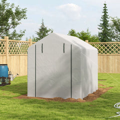 Outdoor Walk-in Greenhouse with Roll-up Zipper Door, 18 Shelves, PE Cover, 95.25" x 70.75" x 82.75", White