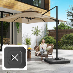 2-Piece Cantilever Umbrella Base Weight Set, 231 lb Water or Sand Fillable Outdoor Offset Umbrella Weights, Black