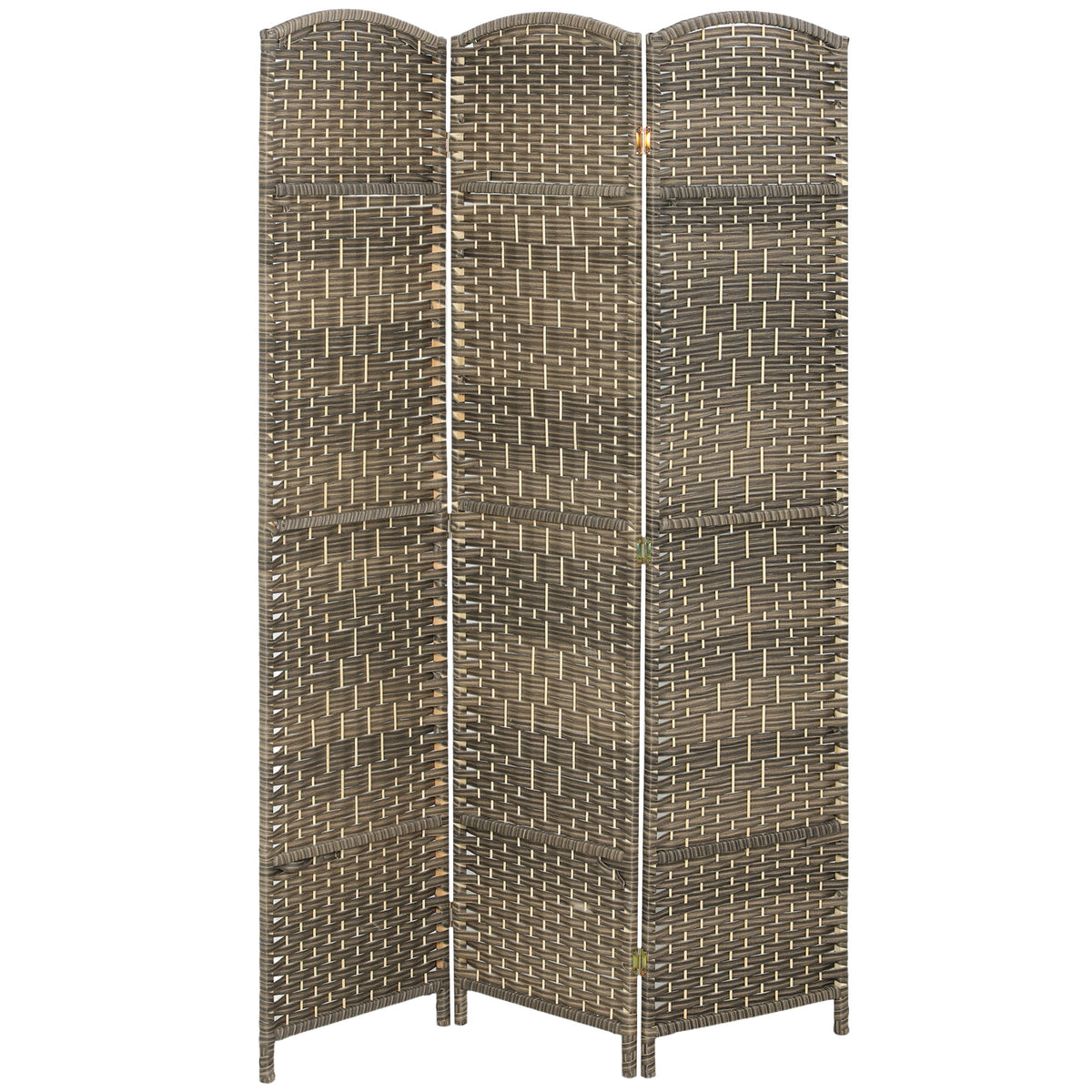Folding Room Divider Screen 3 Panel 6' Tall Privacy Screen Freestanding Wood Partition for Home Office, Dark Rustic Oak
