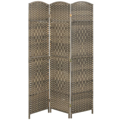 Folding Room Divider Screen 3 Panel 6' Tall Privacy Screen Freestanding Wood Partition for Home Office, Dark Rustic Oak