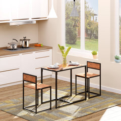 3-Piece Industrial Dining Table Set for 2, Kitchen Table and Chairs, Dining Room Sets for Small Spaces, Rustic Brown