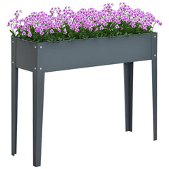 Metal Raised Garden Bed, Elevated Planter Box with Legs and Drain Holes, 39" x 12" x 32", Dark Gray