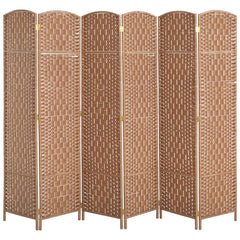 Room Divider 6 Panel, 6FT Tall Folding Privacy Screen, Freestanding Hand-Woven Partition for Room Separation with 360° Hinges, Paper Rope Diamond Weave, Natural
